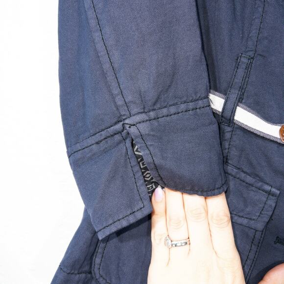 Daughters of Liberation Anthropologie Navy Blue Belted Jacket Size 4 - Picture 7 of 8